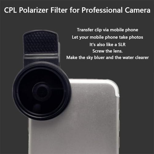 37MM with Clip Durable Polarizer Phone Circular Camera Professional Universal Accessories Black Lens Portable CPL Filter