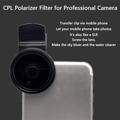 37MM with Clip Durable Polarizer Phone Circular Camera Professional Universal Accessories Black Lens Portable CPL Filter