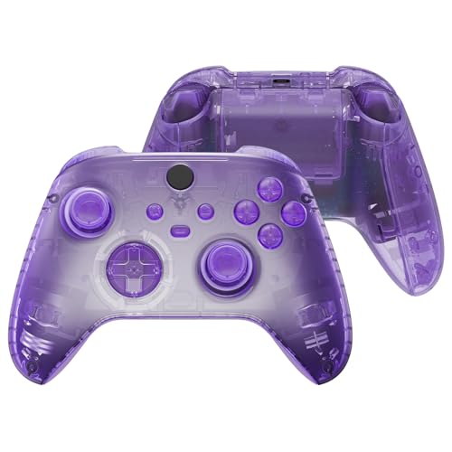 eXtremeRate Full Set Shell Buttons for Xbox Series X & S Controller, Clear Atomic Purple Replacement Side Rails Grips Front Back Plate Cover for Xbox Core Wireless Controller - color: Clear Atomic Purple