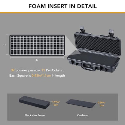 Lykus HC-4210 Waterproof Hard Case with Foam, Inner Size 16.14*4.72*2.95in - size: HC-4210