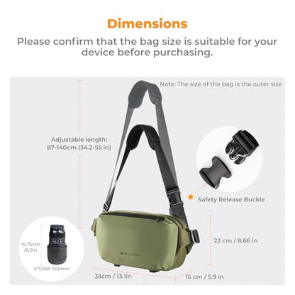 K&F CONCEPT 2 in 1 Camera Sling Bag, Everyday Shoulder Bag - color: 03 Green Medium