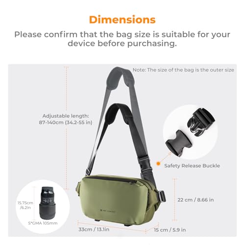 K&F CONCEPT 2 in 1 Camera Sling Bag, Everyday Shoulder Bag - color: 03 Green Medium