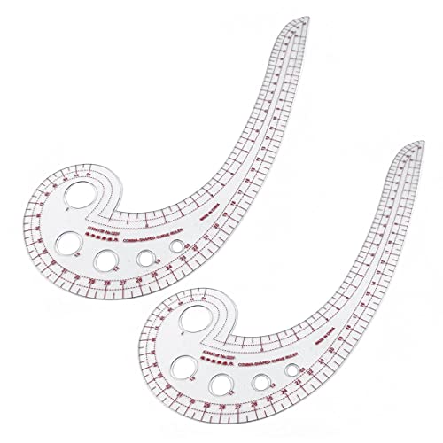 DIY Sewing Ruler, 2PCS/Set Comma-Shaped Curve Ruler, French Curve Ruler for Pattern Making, Drafting Clothes Sleeves for Beginner Tailor Designers Teaching