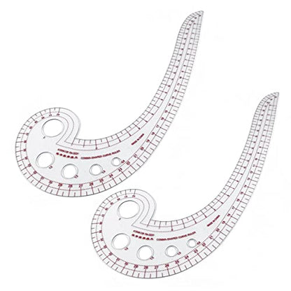 DIY Sewing Ruler, 2PCS/Set Comma-Shaped Curve Ruler, French Curve Ruler for Pattern Making, Drafting Clothes Sleeves for Beginner Tailor Designers Teaching