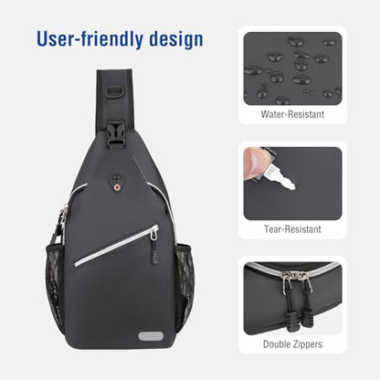 MOSISO Small Sling Bag for Men, Crossbody Shoulder Chest Daypack Bag - color: Space Gray