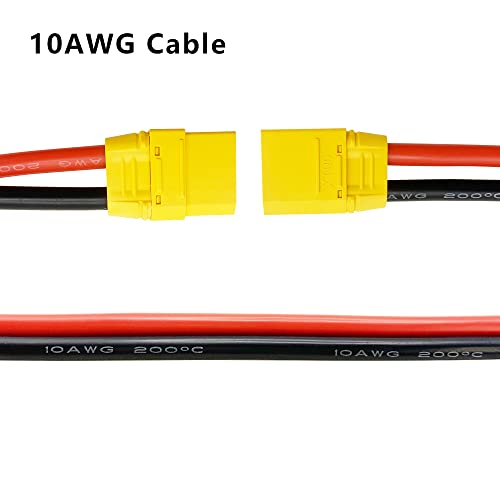 XT90 Female to XT90 Male Plug Extension Cable Lead 1 FT 10AWG Silicone Wire for RC Lipo Battery FPV Racing Drone Aircraft Model