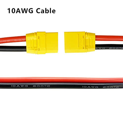 XT90 Female to XT90 Male Plug Extension Cable Lead 1 FT 10AWG Silicone Wire for RC Lipo Battery FPV Racing Drone Aircraft Model