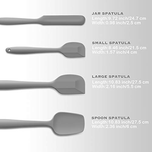 4-Piece Silicone Spatula Set with Stainless Steel Core, Gray - color: Gray