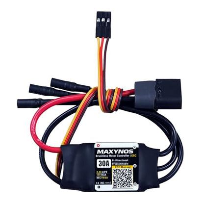 Bidirectional 30A Electronic Speed Controller, 2-4S Lipo ESC with XT60 Connector, 7.4-17V, for RC Vehicles, Drones, Robotics, & Underwater Thrusters - size: 30A