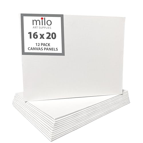 milo Canvas Flat Panel Boards for Painting, 16x20 inch, 12 Pack, White - size: 16"x20" Pack of 12