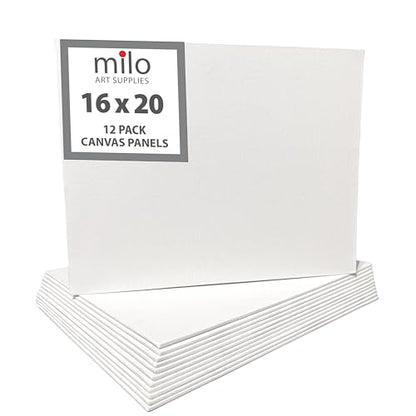 milo Canvas Flat Panel Boards for Painting, 16x20 inch, 12 Pack, White - size: 16"x20" Pack of 12