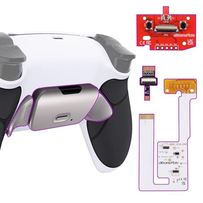 eXtremeRate Silver Real Metal Buttons RMB RISE V3 Remap Kit for PS5 Controller BDM-030 040 050, Black Rubberized Grip White Bottom Shell Upgraded Programable Back Buttons Set for PS5 Controller - color: White Black Silver