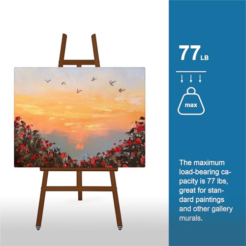 A-Frame Wooden Display Easel, Lyre Beechwood Studio Easel Stand, Brown - color: Brown
