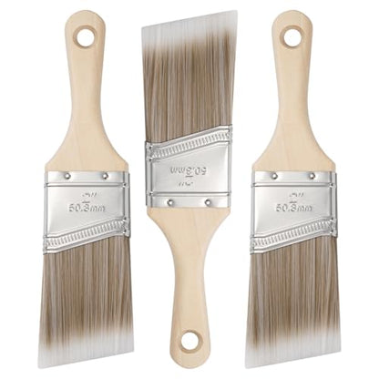 Mister Rui 3-Pack 2 Inch Angled Paint Brushes, Sash Brushes for Trim & Wall - size: 3PCS, 2" Short