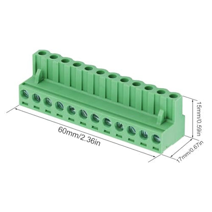 5Pcs 12 Pin 5.08mm PCB Screw Terminal Block, Pluggable Connector - size: 10pcs 12P 5.08mm