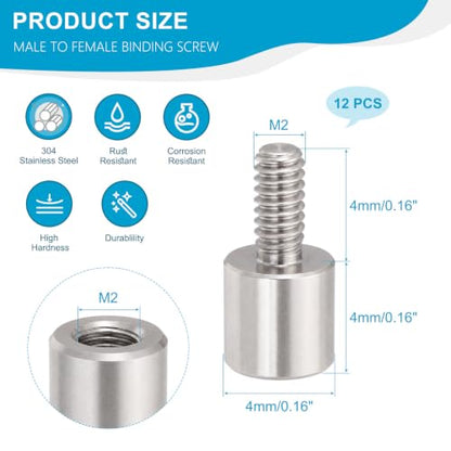 M2x4+4mm Standoff Extension Posts Screws Stainless Steel 12 Pcs - size: M2x4+4mm