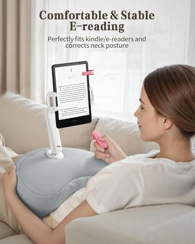 SAIJI Kindle Pillow Stand for Bed – iPad & Tablet Holder (Gray) - color: Gray