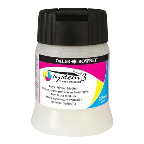 Daler-Rowney System3 250ml Screen Printing Medium - Acrylic Screen Printing Medium for Professional and Student Artists - Versatile Medium for Use with Acrylic Paint, Ink and More