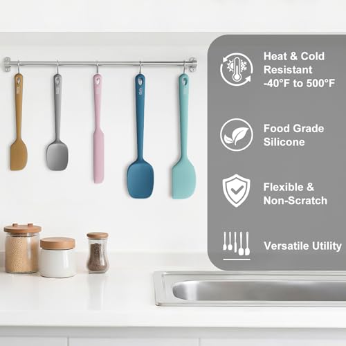 Redfly 5-Piece Food-Grade Silicone Spatula Set for Baking, Heat-Resistant