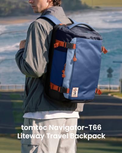 tomtoc Travel Backpack 40L, TSA Carry On Bag Flight Approved, PFAS Free - color: Coastal Blue-ripstop, size: 40L
