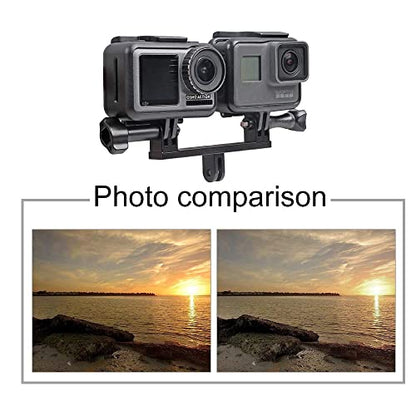 Aluminum Dual Mount,Twin Adapter Mount Compatible with GoPro Hero 13 12 11 10 9 8 7 6 5 Black,APEMAN/AKASO/DJI Omso Action 5 pro/4/3/2 and More
