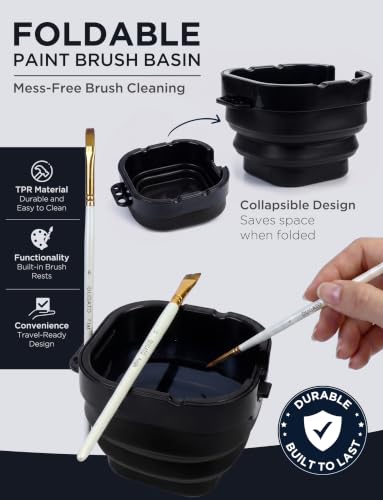 16-Well Airtight Empty Palette Box with Lid & Foldable Water Cup, Black - color: Black