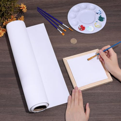 BENECREAT Primed Cotton Canvas Roll 16.4ft x 14.6in, White Artist Canvas for Oil and Acrylic Painting, DIY Crafts, Backdrops