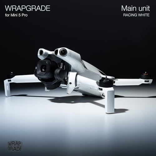 WRAPGRADE Skin Stickers Compatible with DJI Mini 5 Pro (Racing White) - color: Racing White