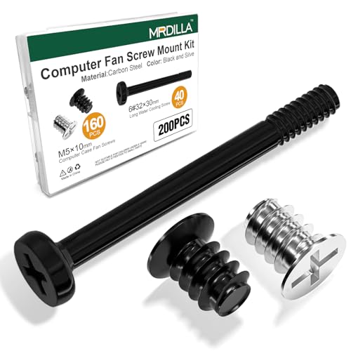 200PCS PC Fan Screw Kit, 6-32 x 30mm & M5 x 10mm Fan Screws