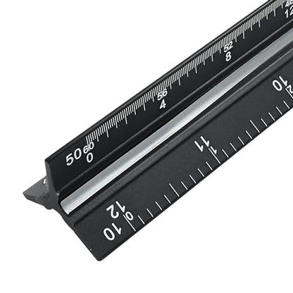Piutouyar 12 Inch Engineer Scale Ruler,Black, 3 Color Coded Grooves - color: Black(Three color identification bar)