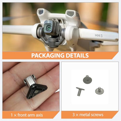 Front Arm Axis Replacement With 3Pcs Screws Repair Parts For Dji Mini 3/Dji Mini 4 Pro/Mini 5 Pro Front Arm Shaft Spare Parts Arm Pivot Hinge Drone Body Accessories