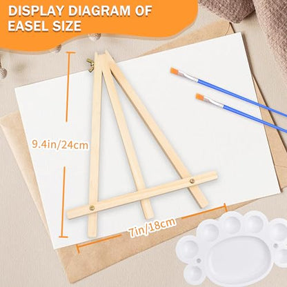 25 Pack 9" Wood Easels, Tabletop Tripod Stand for Painting Party & Crafts