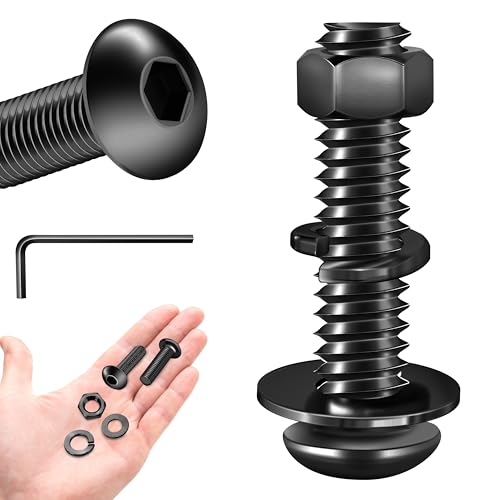 1/4-20 Socket Cap Screws, 1/4 x 1" Stainless Steel 304, Black Oxide, 80 Pieces (20 Sets) - size: 1/4" x 1"