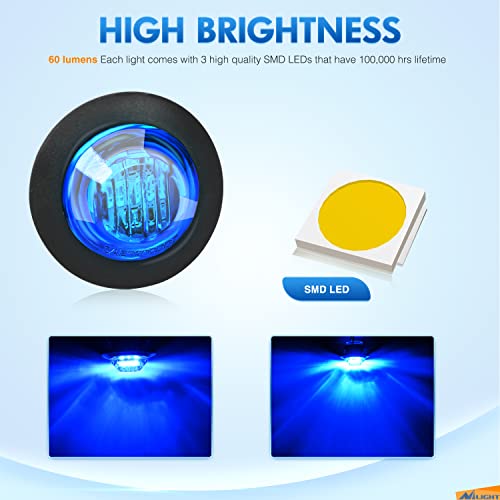 Nilight 3/4" Round LED Clearance Marker Lights,Blue, 10-Pack - color: Blue 10Pcs