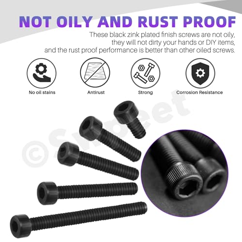 Swpeet 230Pcs Assorted M2 12.9 Alloy Steel Hex Socket Screws and Brass Threaded Inserts Assortment Kit, Black Zinc Plated Hex Socket Screws Machine Bolts, Brass Knurled Nuts - style: N2