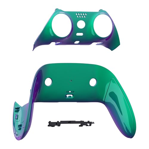 eXtremeRate Top Bottom Decorative Trim Shell Compatible with p s 5 Edge Controller Replacement Front Back Clip Shell, Custom Chameleon Green Purple Plates Cover Compatible with p s 5 Edge Controller - color: Chameleon Green Purple