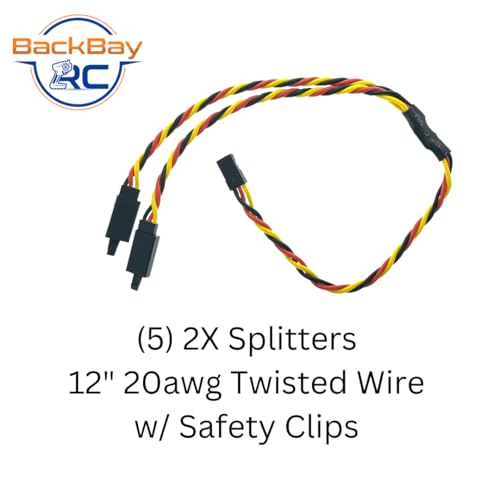 BackBayRC - 12in 20awg Universal Servo 2X Splitter - 5 Pack - style: 12in 2X Servo Splitter