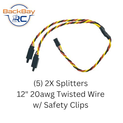 BackBayRC - 12in 20awg Universal Servo 2X Splitter - 5 Pack - style: 12in 2X Servo Splitter