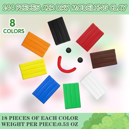 Winnerwhy 144 Pcs Total 76oz Air Dry Clay Soft Non-Toxic, Multicolor - color: Multicolor