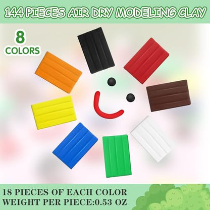Winnerwhy 144 Pcs Total 76oz Air Dry Clay Soft Non-Toxic, Multicolor - color: Multicolor