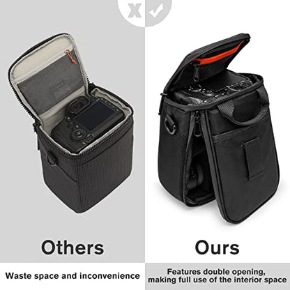 S-ZONE Camera Insert Bag Waterproof Lens Cube Case Compatible with Nikon Canon - color: Black