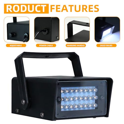 ENUOLI Mini LED Strobe Light White Color 24 Super Bright LED Party Light - color: White Color