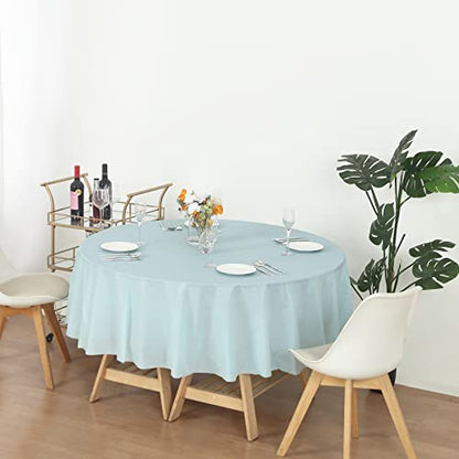 Evershine (12-Pack Heavy Duty Plastic Table Covers Tablecloth (Reusable) (Round 84", Light Blue) - color: Light Blue, size: 12 PACK Round 84"