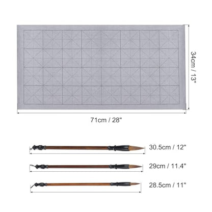 PATIKIL 12pcs Chinese Calligraphy Set, 28x13Inch Reusable Water Writing Cloth Magic Paper Blank Calligraphy Brush No Ink for Beginners Practicing