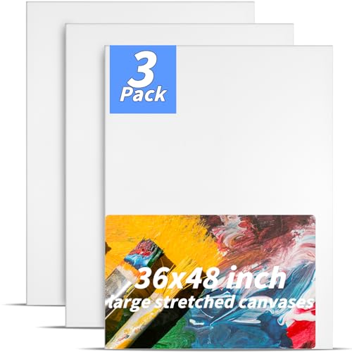 Oleitodh 3 Pack Stretched Canvas 48x36 Inch Large Cotton Painting Canvas - size: 36" x48"-3 Pack