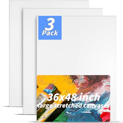 Oleitodh 3 Pack Stretched Canvas 48x36 Inch Large Cotton Painting Canvas - size: 36" x48"-3 Pack