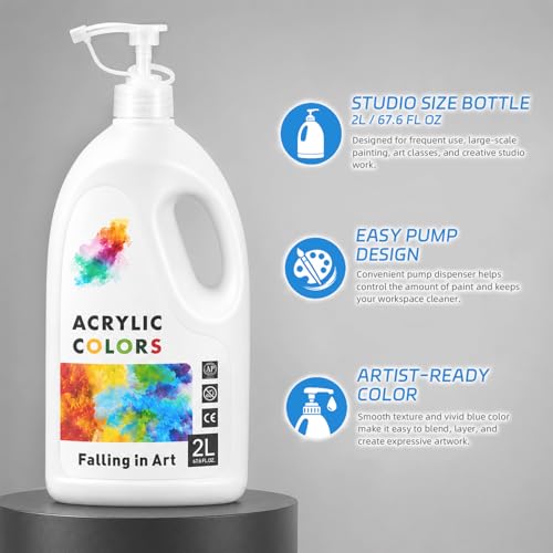 Falling in Art Large 135.2Oz Titanium White Acrylic Paint, Non-Toxic - color: Titanium White*2