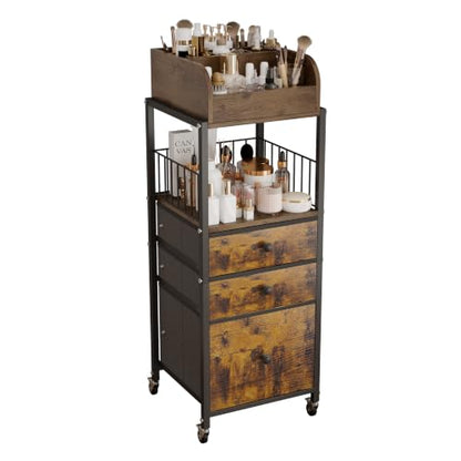 Makeup Organizer Cart with Drawers Make up Organizers for Vanity - color: Black