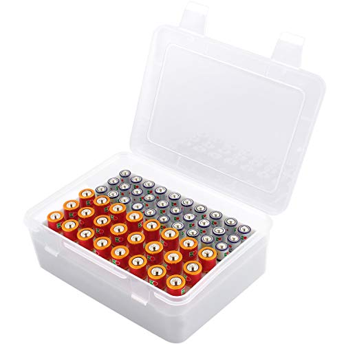 Battery Organizer Storage Box, Garage Case Holder for 24* AA, 30* AAA Batteries (Bag Not Include Batteries Pack) (white) - color: white