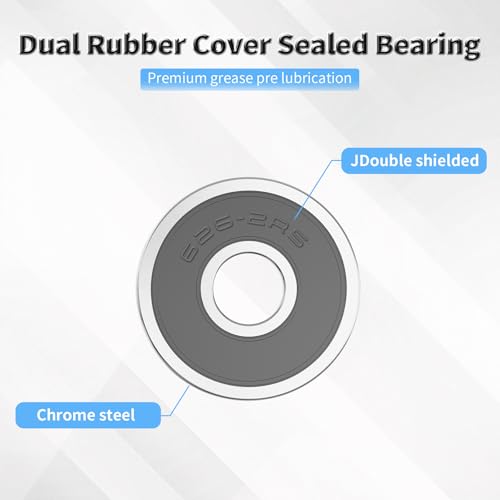 4 Pcs 626-2RS Ball Bearings, Carbon Steel, 6x19x6mm - size: 626-2RS 4Pcs